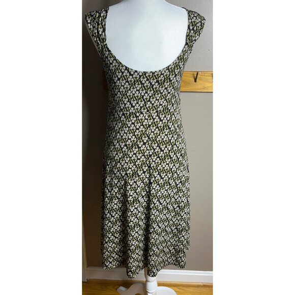 Tiana B Dress Black Green A-line Midi Comfy Fit Flare Preppy Fall Layers Women M - Picture 4 of 11